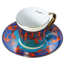 Luycho 鏡面倒影動物圖案 咖啡杯90 x 87mm + 盤170 x 25mm, 馬蒂斯舞蹈 多色, 1組