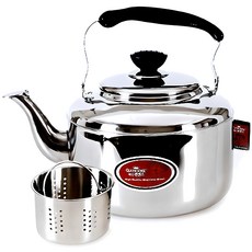 QUEEN SENSE 提把式不鏽鋼茶壺+濾網, 4L, Silver