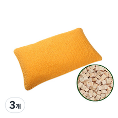 친환경편백아트 큐브칩 순면 천연염색 편백 베이직 베개, 황토, 3개