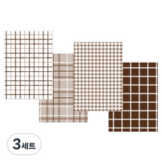 Iciel design 素色格紋6孔活頁手帳補充內頁4件組 棕色, 3套