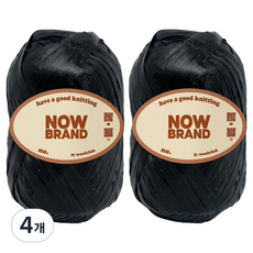 울클럽 삼성모사 나우브랜드 고급 폴리에스터 라피아얀 뜨개실 50g, 6 블랙, 4개