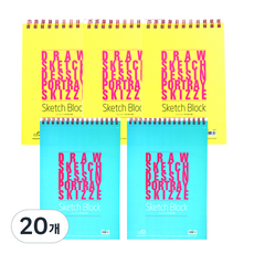 글로리아 스케치블럭 색상랜덤 105g, A6, 80매, 20개
