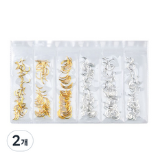 MEIBROWN C型弧度 細款美甲飾品 6件組, 金色 + 銀色, 2個