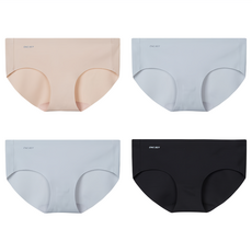 ONE BOY 無尺碼無鋼圈舒適無痕內褲4件組, 黑色 + 膚色 + 柔灰藍 2件