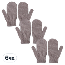 플라라 저자극 목욕 글러브 벙어리 샤워장갑 양손착용 세트, 차콜, 2개입, 6세트