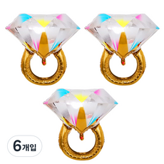 Youms 大鑽戒派對裝飾鋁箔氣球, 金色, 6入