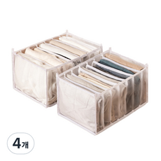 담다 메쉬 의류 바지 칸칸이 수납 옷정리함 대형, 화이트, 4개