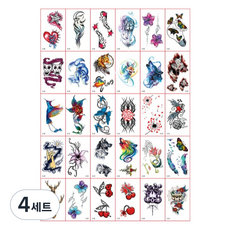 Fokermus 海娜紋身貼紙 迷你30款套組, 4套, E款