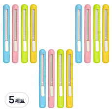 엠앤지 펜형 유틸리티 나이프 만능 커터칼 4종 x 3p 세트, 분홍, 노랑, 연두, 파랑, 5세트