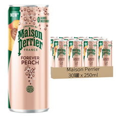 Maison Perrier 氣泡天然礦泉水 箱裝, 水蜜桃風味, 250ml, 30罐