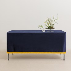 Logo&Table 絲絨U型流蘇桌布, 海軍藍, 190 x 160 cm