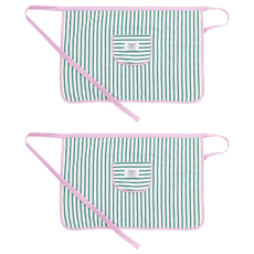 Malolotte 毛巾布條紋半身圍裙, 2個, 綠色