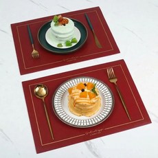 이벤리브 북유럽 스타일 사각 테이블 매트, 와인색, 2개, 45 x 30 cm 와인색, 2개, 45 x 30 cm