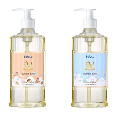 Fees BEBE 嬰兒柔護泡泡露 新生兒組合 附提袋 清新香 杏果香 600ml 2瓶, 1組