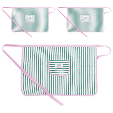 Malolotte 毛巾布條紋半身圍裙, 3個, 綠色