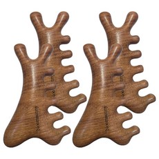 木質刮痧頭皮按摩器, 4個, 龍鳳檀木