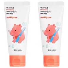 에이카랩스 고불소 빨간 코뿔소 어린이 치약 사과향 1450ppm, 60g, 2개