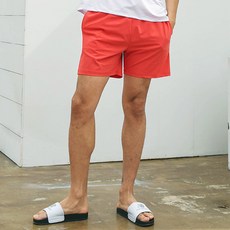 TUBE TREE 男士經編布撞色亮點海灘褲 A6202, 紅色