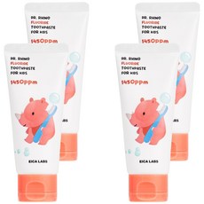 에이카랩스 고불소 빨간 코뿔소 어린이 치약 사과향 1450ppm, 60g, 4개