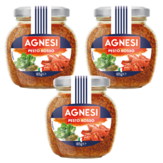 AGNESI 義式蒜香油漬風乾蕃茄口味義大利麵醬, 185g, 3罐