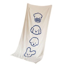 沐慕家居 純棉吸水紗布 70*140cm, 白底藍字狗狗, 1條