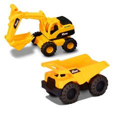 Burchika Rhino 玩沙小型挖土機 + 傾卸卡車重型機具玩具組, 混合顏色, 1個