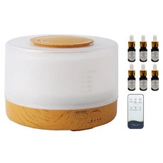 七彩香氛水氧機 + 精油6瓶 附遙控器, CAAD0047AS3, 木紋