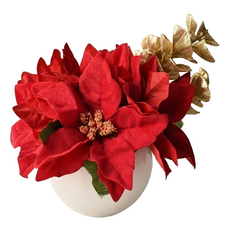 Meric Garden 高仿真 台灣手工限定聖誕紅小盆栽, 紅色, 1個