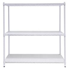 dayneeds 日需百備 輕型烤漆層架 附圍籬 + PP板, 白色, 3層