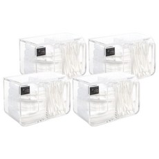 化妝棉棉花棒收納 Lux 收納盒, 透明, 4個