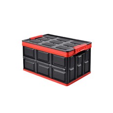 露營折疊式扣環型箱子 55L, 黑+紅, 1個