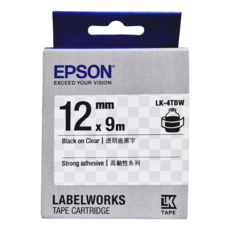 EPSON 愛普生 台灣公司貨 Transparent 標籤帶 LK-4TBW C53S654411 12mm, 透明底 + 黑字, 9m
