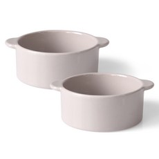 PRELUDE 素色雙柄圓形餐碗, 2入, 單品, 獨立粉紅