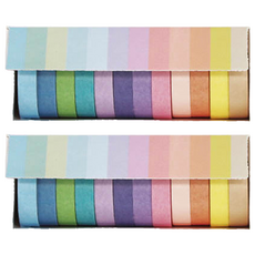 粉彩手帳裝飾紙膠帶裝飾膠帶窄版膠帶 7.5mm x 2m, 2個, 12色