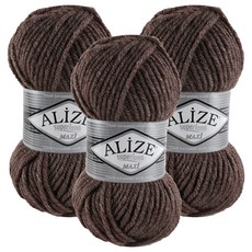 mamaknit 超長拉納針織紗, 棕色, 3個