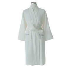 GUY LAROCHE 鬆餅格紋飯店浴袍 L, 1 個, 白色