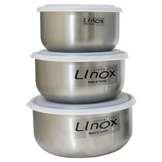 Linox 廚之坊 抗菌不鏽鋼調理碗組 (附蓋), 2.0L + 1.5L + 1.0L, 18cm x 9cm + 16cm x 8cm + 14cm x7.5cm, 1組