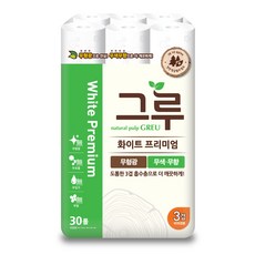 GREU White Premium3層捲筒衛生紙, 27m, 30捲, 1袋