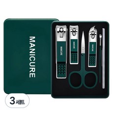 生活幫手攜帶型腳指甲指甲剪 6種組, 3套, 綠色