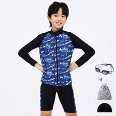 aquatica 男童拉鍊防磨衣專業泳鏡5件組 AQA371