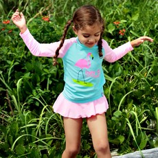 bay-b 女童 BIG紅鶴防曬泳衣套裝