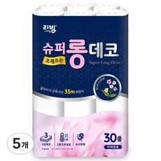 Living SOFT TISSUE 3層超長印花捲筒衛生紙, 33m, 30入, 5個