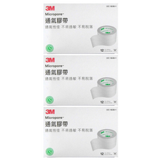 3M Nexcare 透氣膠帶 未滅菌 1530-1 白色, 12捲, 3盒