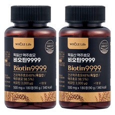 WHOLE Life 德國產啤酒酵母生物素999錠, 180顆, 2罐