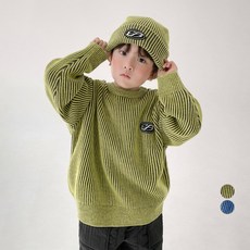 BerryCloset 兒童蠟筆軍隊針織衫 + 毛帽套組