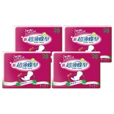 康乃馨 新超薄蝶型衛生棉 護翼型, 夜用型(28cm), 14片, 4包