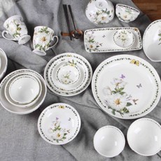 Royal Essex 4人份餐具組24件組, 木蘭, 飯碗 4p + 湯碗 4p + 麵碗 4p + 馬克杯 4p + 醬料碗 + 11"盤 + 8"盤 + 4"淺碟 2p + 6"淺碟 2p + 魚盤