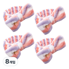 ABM洗臉髮帶, 紫色條紋, 8入