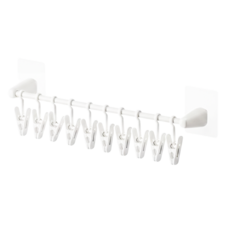 懶角落 帽子壁掛架 短杆 10夾 39 x 8.5 x 3.4cm, White, 1個