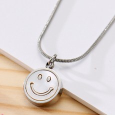 노이드비 여성용 써지컬스틸 자개 스마일 목걸이